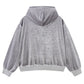 Micro Cross Rhinestone Velour Zip Hoodie