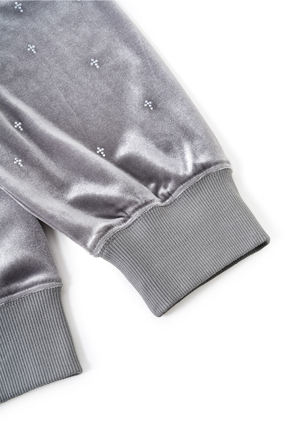 Micro Cross Rhinestone Velour Zip Hoodie