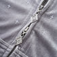 Micro Cross Rhinestone Velour Zip Hoodie