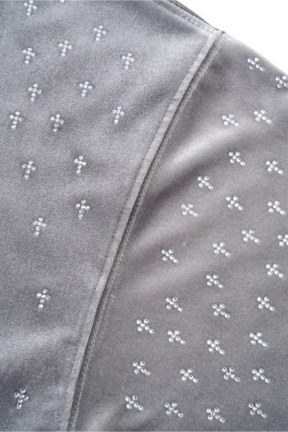 Micro Cross Rhinestone Velour Zip Hoodie