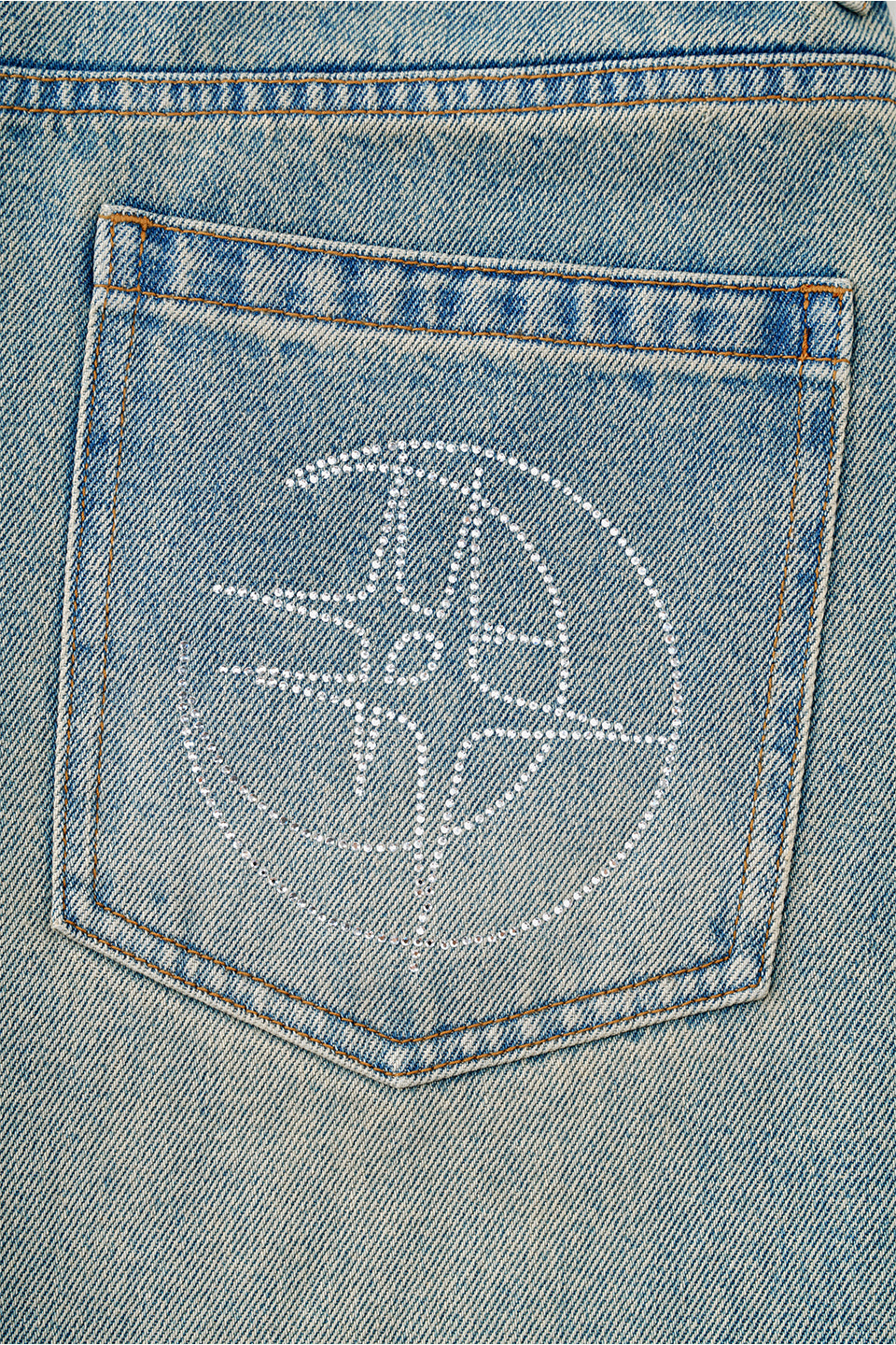 【I don't go to the moon】Moon Rhinestone Baggy Denim Shorts