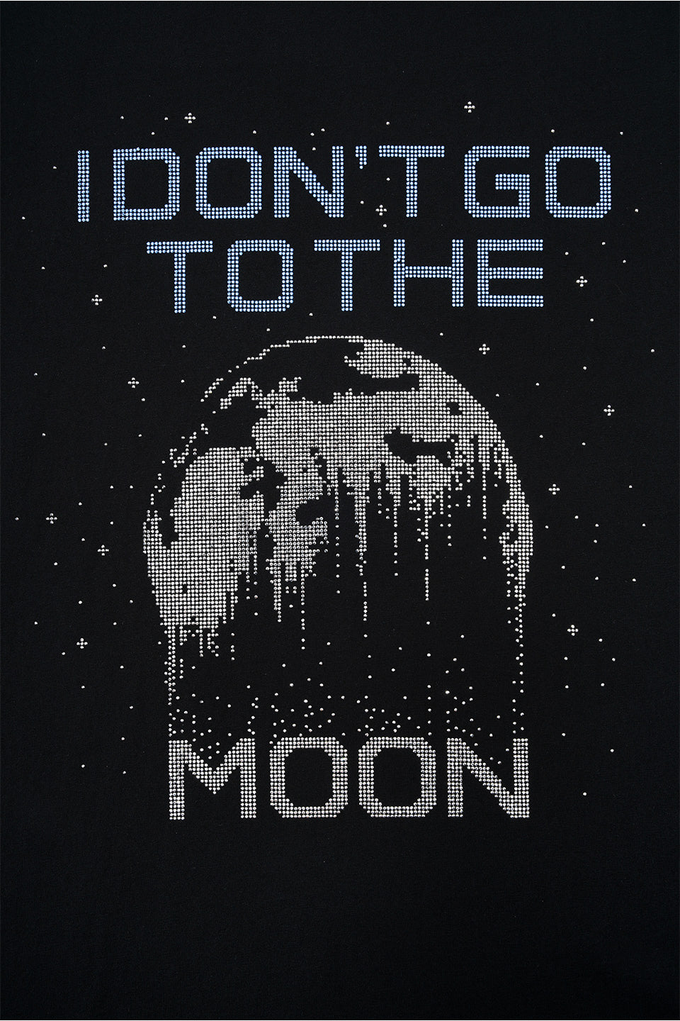 【I don't go to the moon】 Moon Rhinestone Tee - Oversize Fit