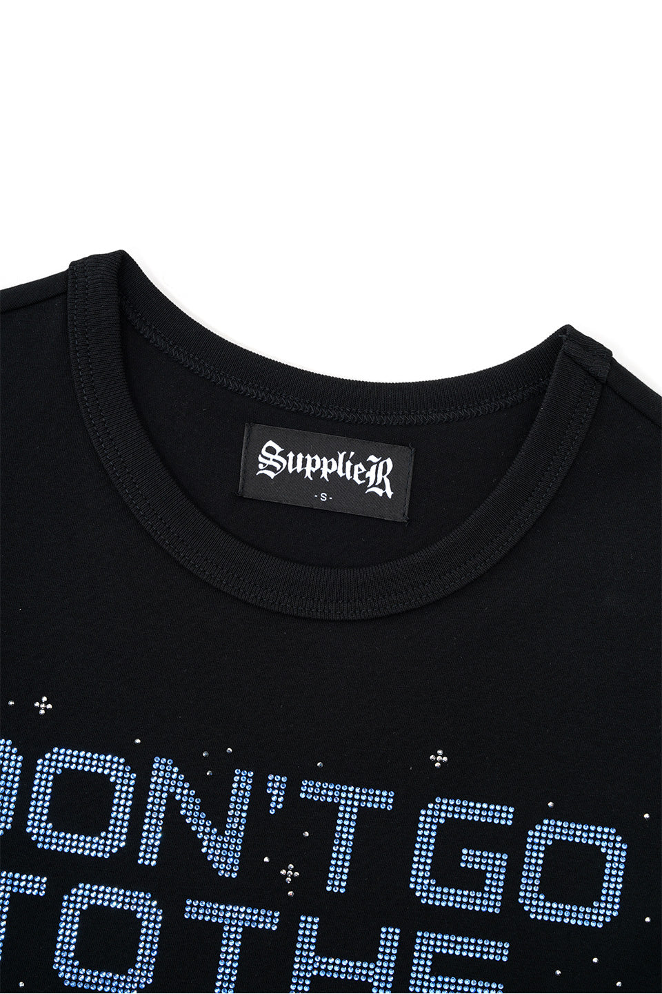 【I don't go to the moon】Moon Rhinestone Tee - Tight Fit - Black&White Set