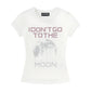 【I don't go to the moon】Moon Rhinestone Tee - Tight Fit - Black&White Set