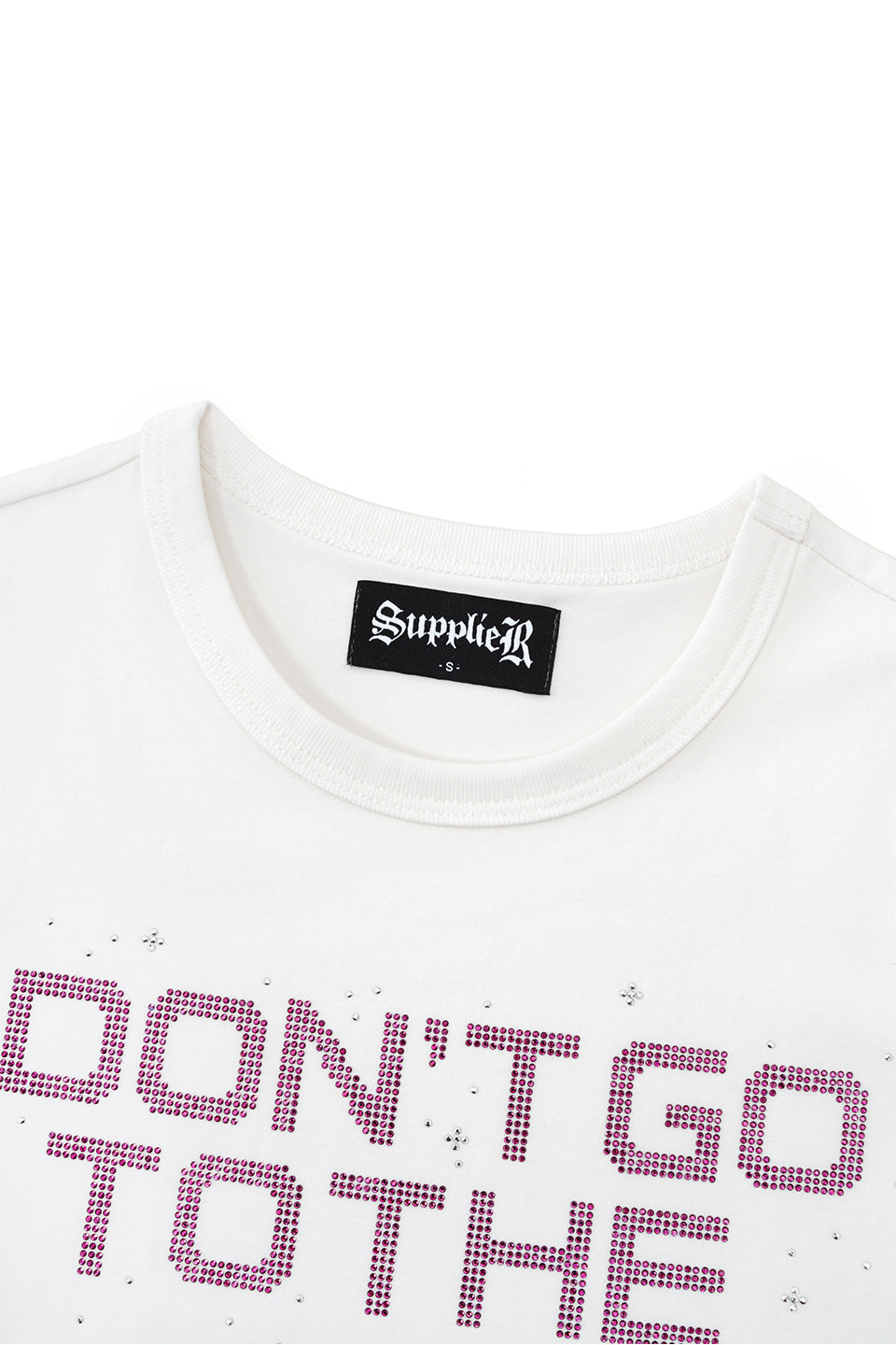 【I don't go to the moon】Moon Rhinestone Tee - Tight Fit - Black&White Set