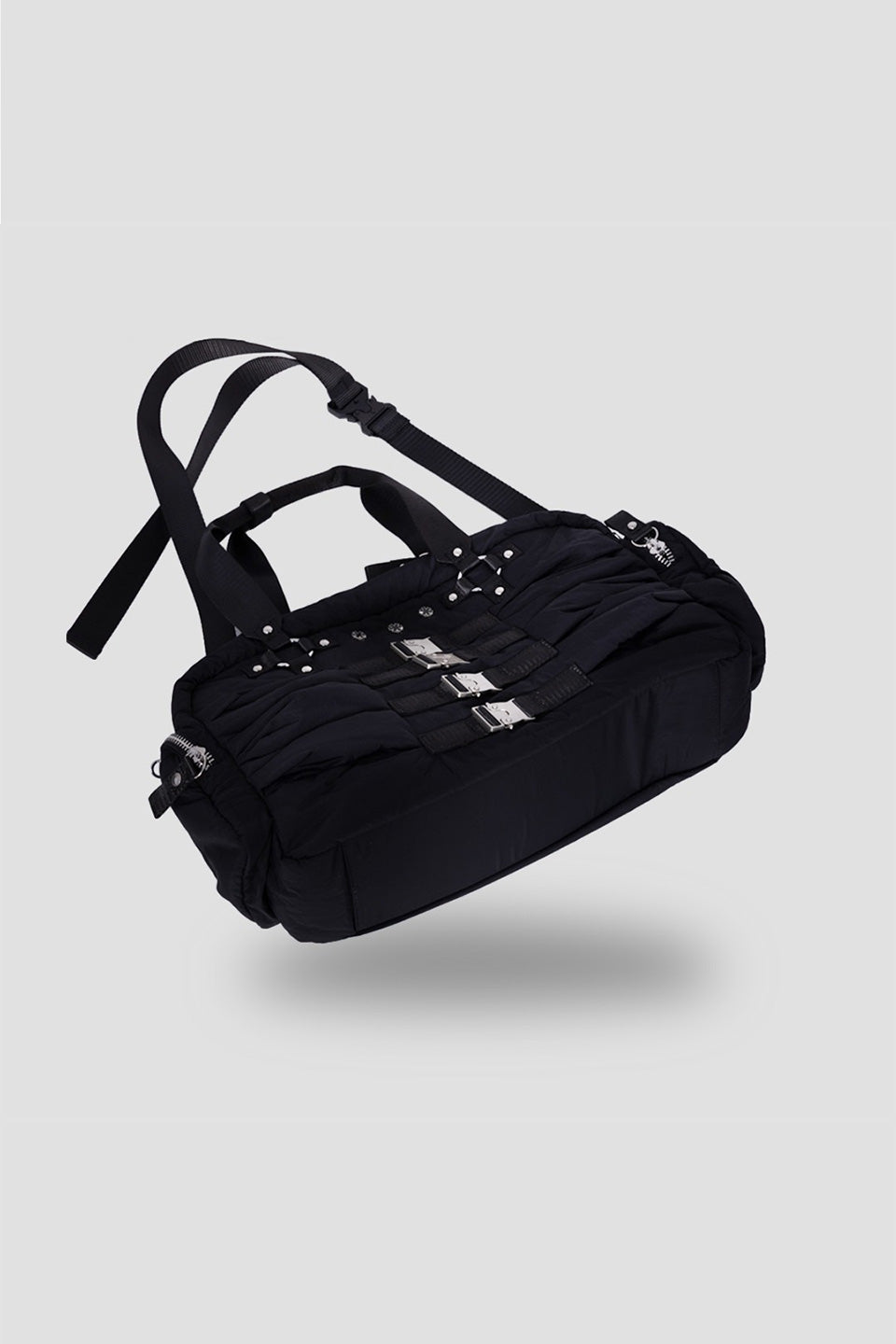 Multi Buckle Padded Boston Bag