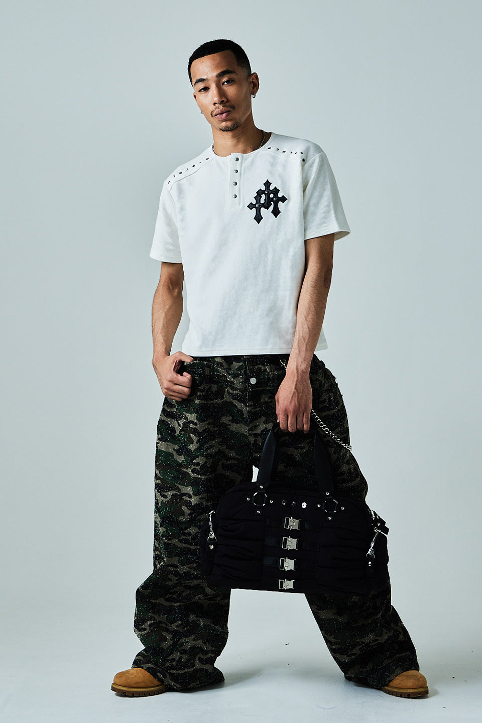 Multi Buckle Padded Boston Bag