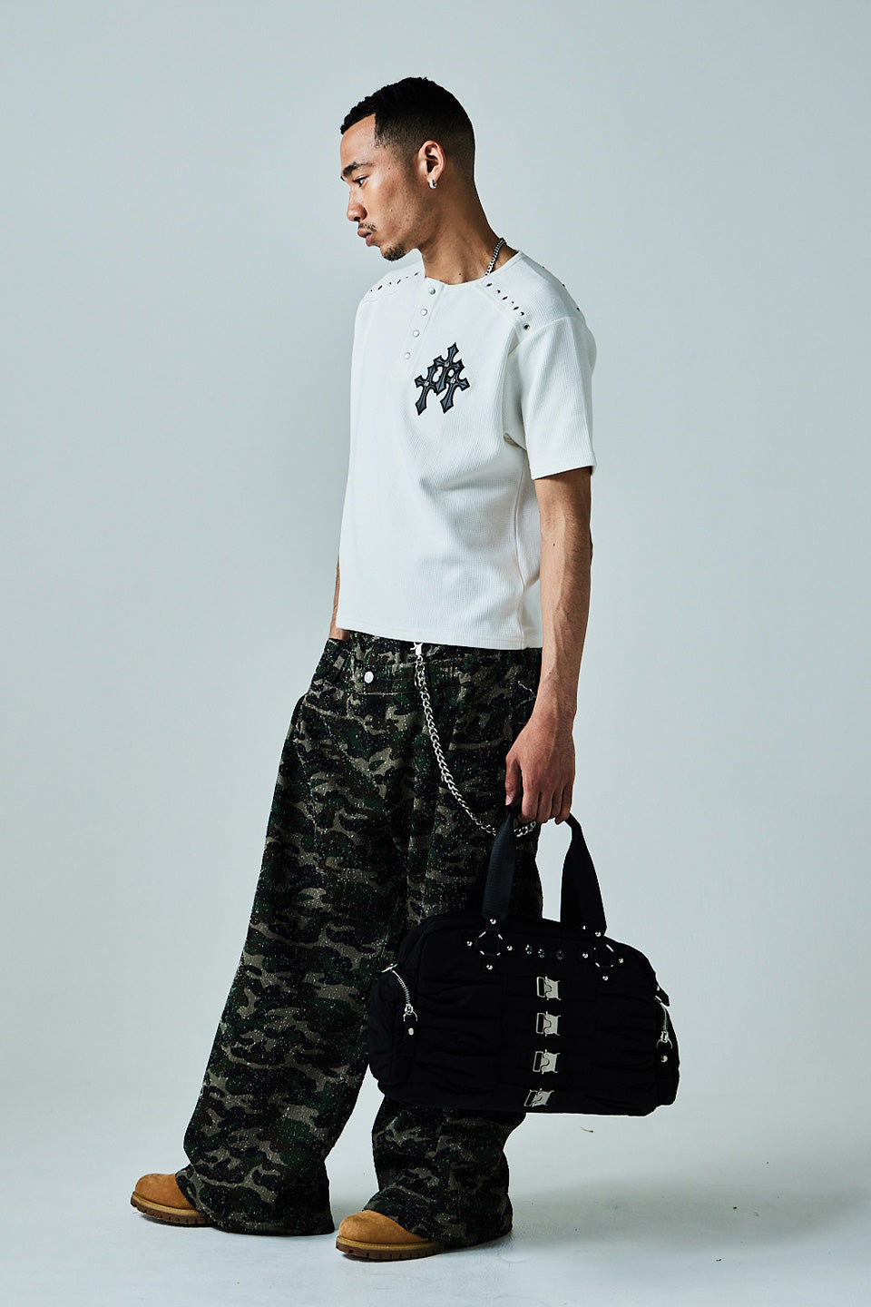 Multi Buckle Padded Boston Bag