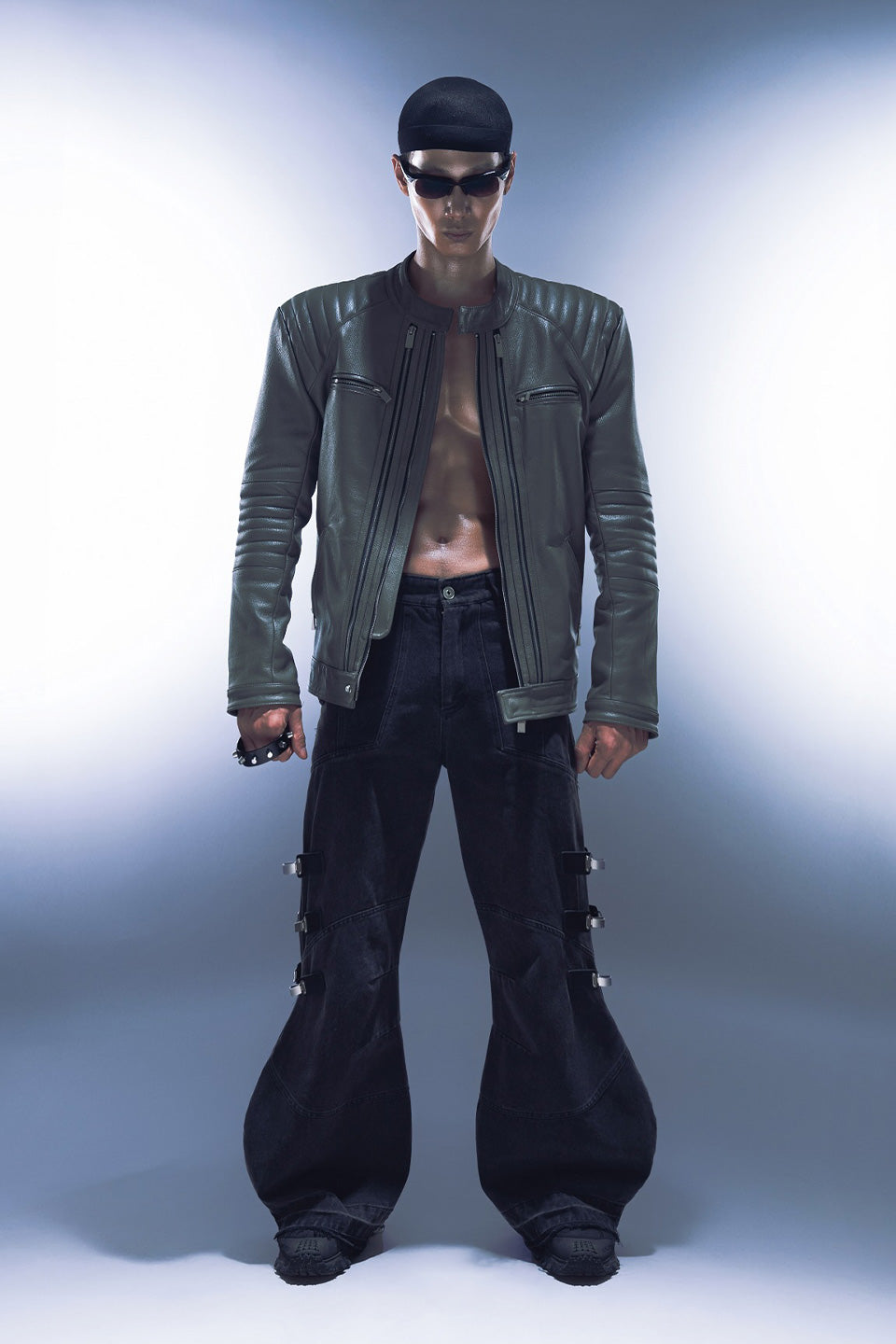 Multi Buckle Denim Pants