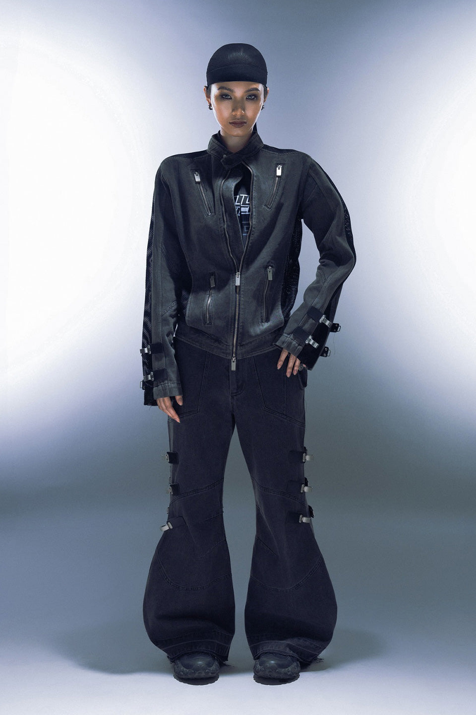 Multi Buckle Denim Pants