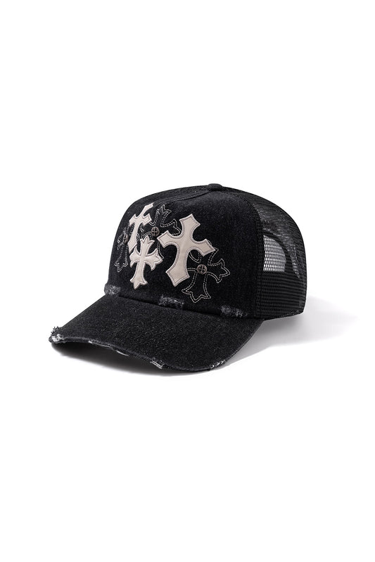 Multiple Cross Denim Cap