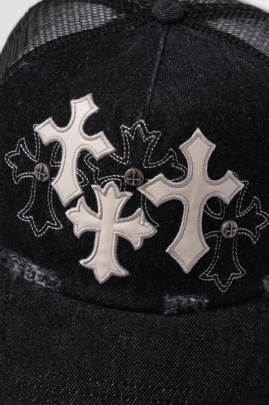 Multiple Cross Denim Cap