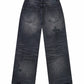 Multiple Cross Leather Patch Baggy Denim