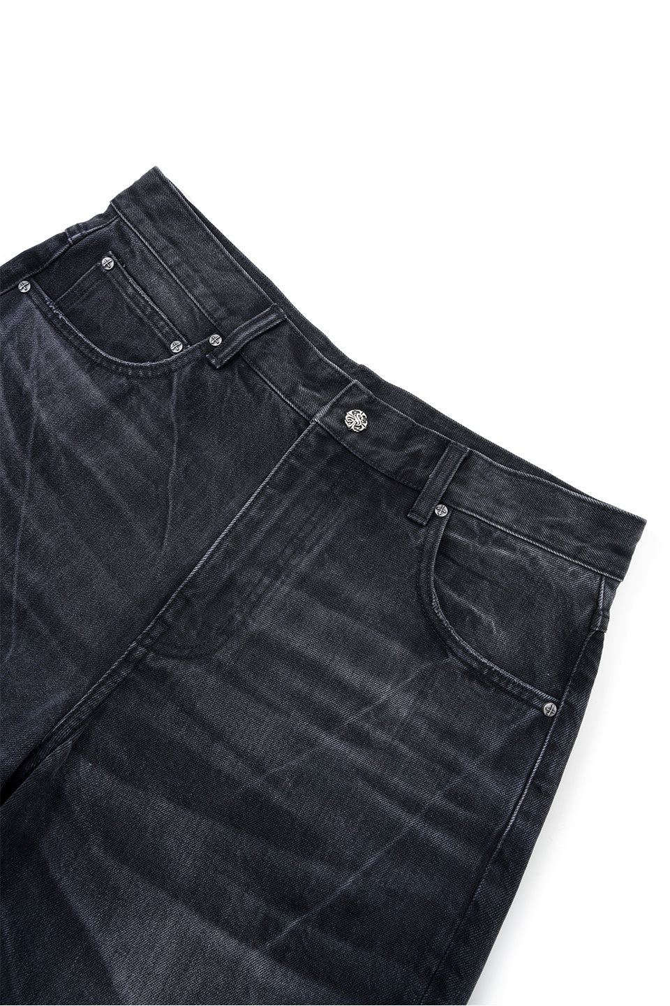 w*t様 SUPPLIER 黒　デニム Multiple Cross Leather Patch Baggy Denim｜SUPPLIER｜デニムパンツ
