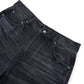 Multiple Cross Leather Patch Baggy Denim