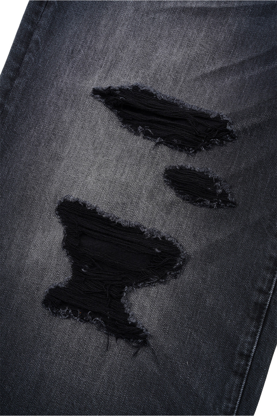 Multiple Cross Leather Patch Baggy Denim