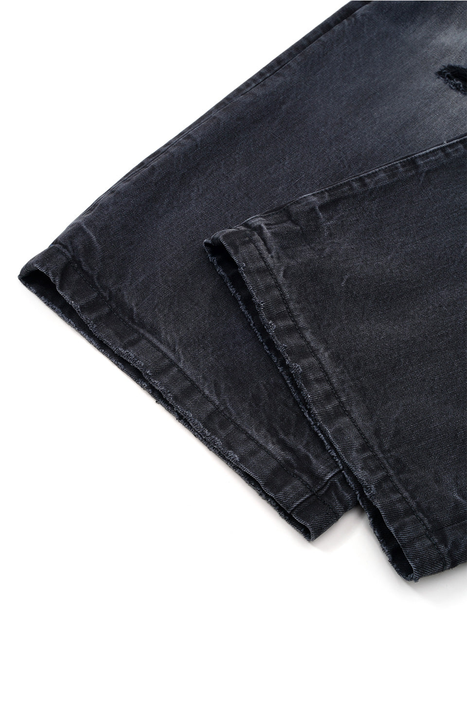 Multiple Cross Leather Patch Baggy Denim