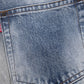 Multiple Cross Leather Patch Baggy Denim