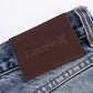 Multiple Cross Leather Patch Baggy Denim