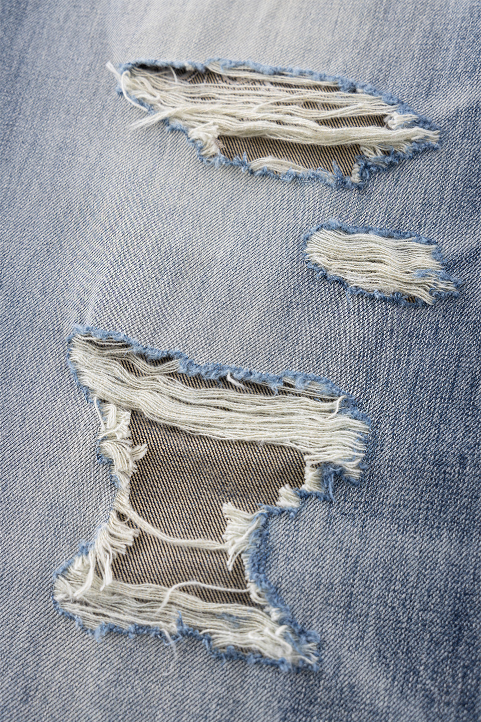 Multiple Cross Leather Patch Baggy Denim