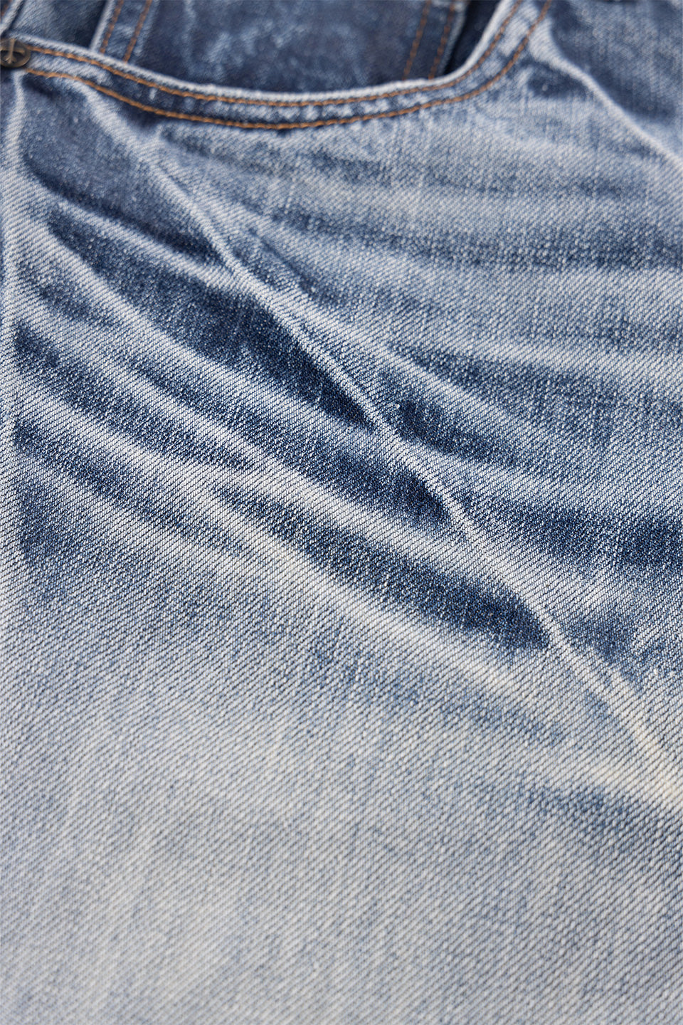 Multiple Cross Leather Patch Baggy Denim