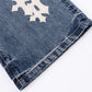 Multiple Cross Leather Patch Baggy Denim