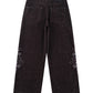 Multiple Cross Leather Patch Baggy Denim