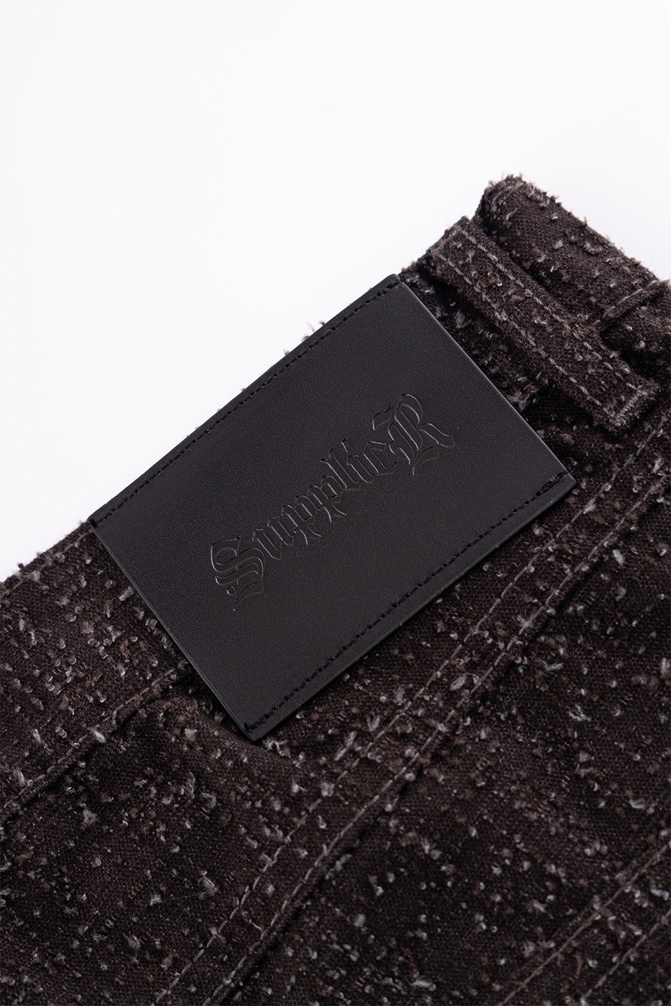 Multiple Cross Leather Patch Baggy Denim