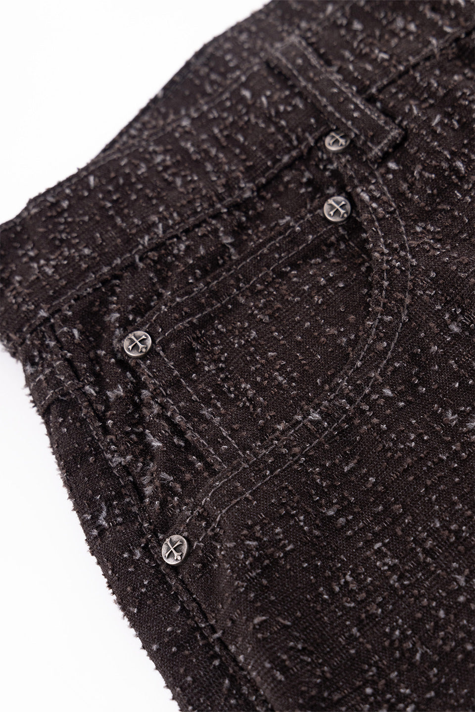 Multiple Cross Leather Patch Baggy Denim