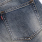 Multiple Cross Leather Patch Baggy Denim