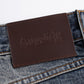Multiple Cross Leather Patch Baggy Denim