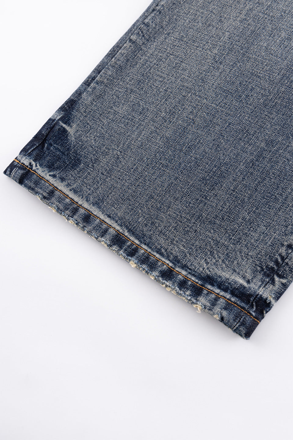 Multiple Cross Leather Patch Baggy Denim