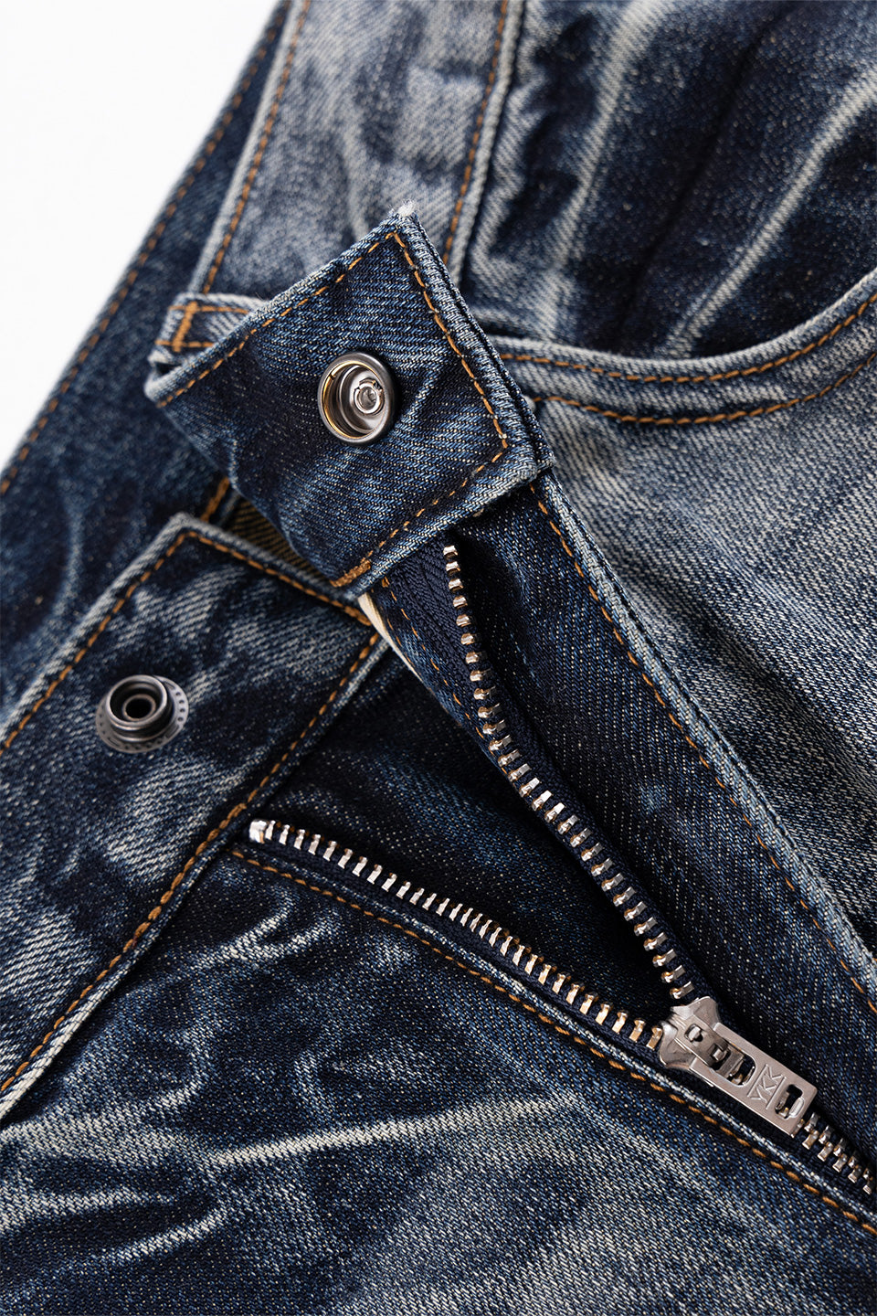 Multiple Cross Leather Patch Baggy Denim