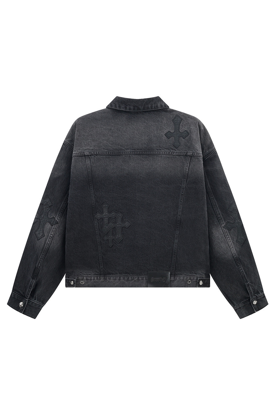 Multiple Cross Leather Patch Denim Jacket