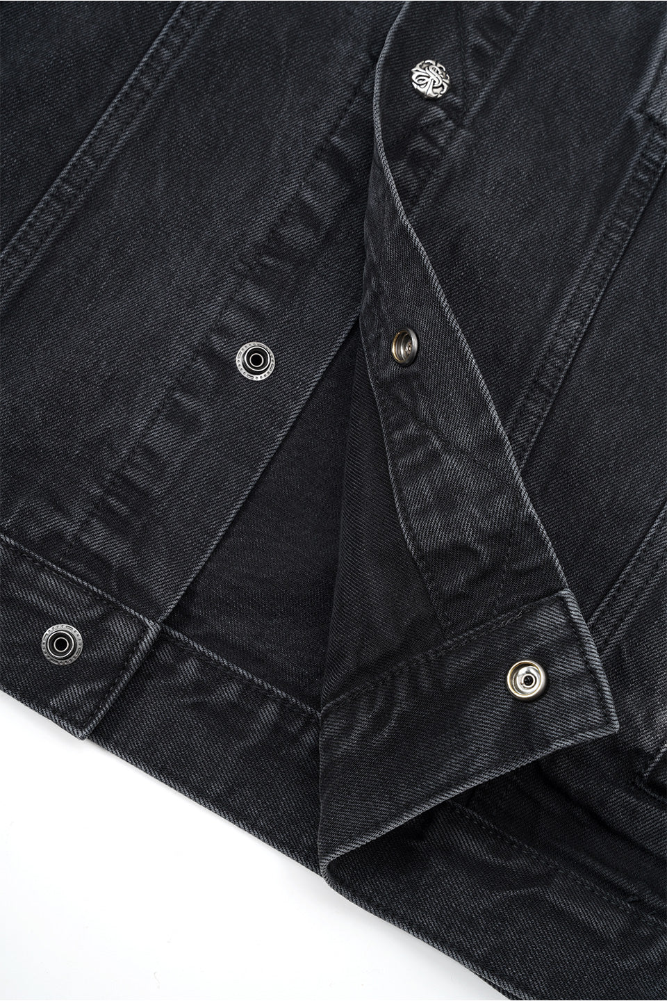 Multiple Cross Leather Patch Denim Jacket