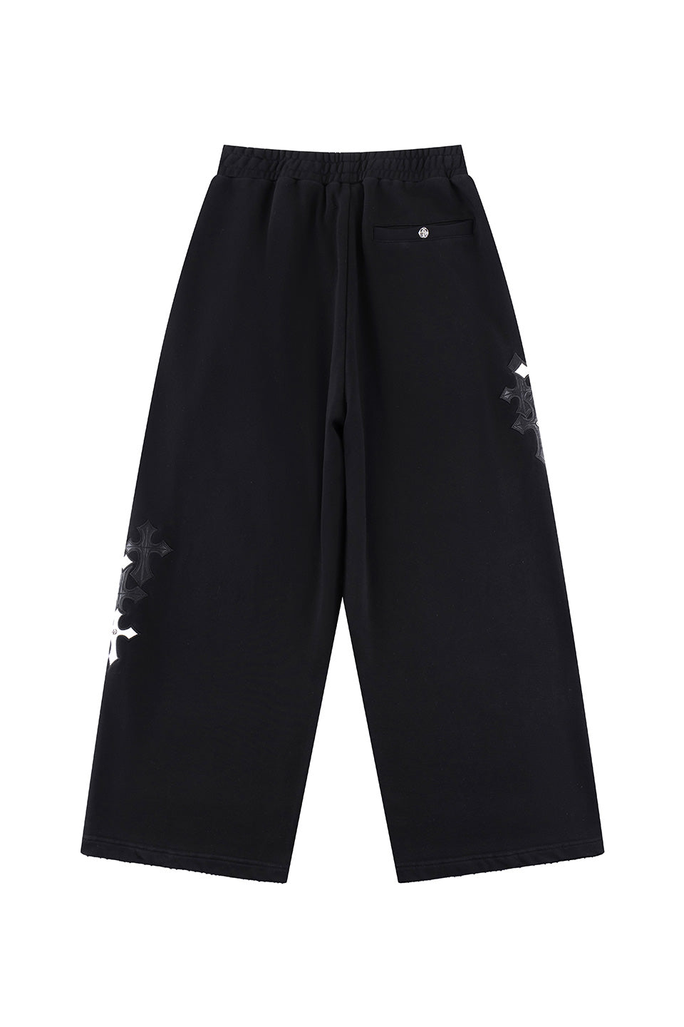 Multiple Cross Leather Patch Loose Fit Sweat Pants