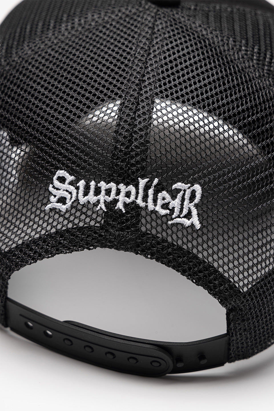 Multiple Cross Leather Patch Mesh Cap