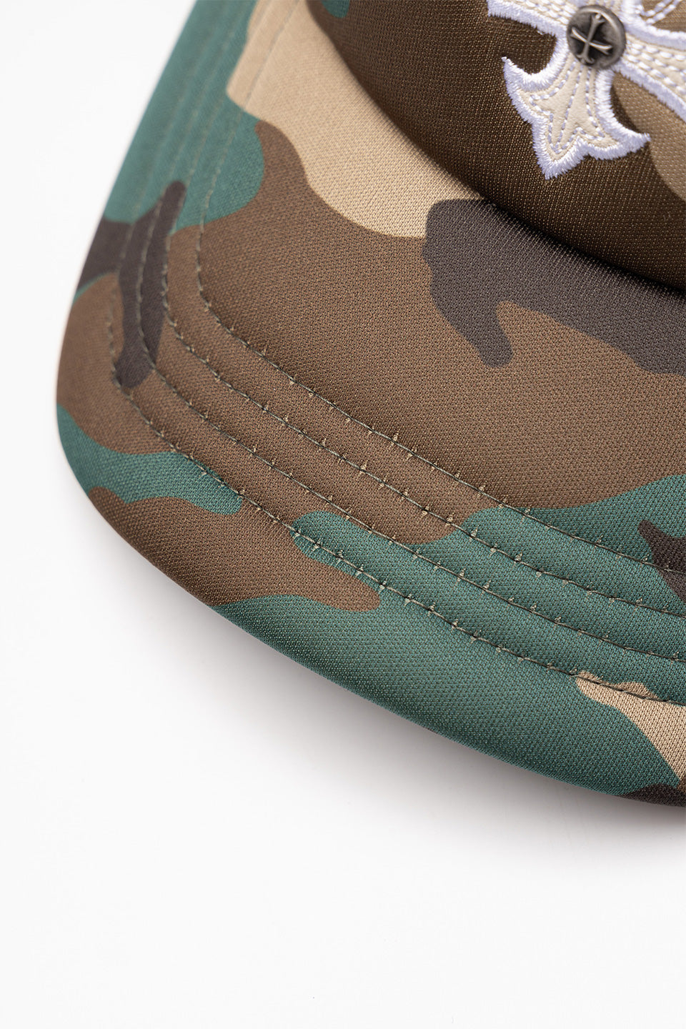 Multiple Cross Leather Patch Mesh Cap