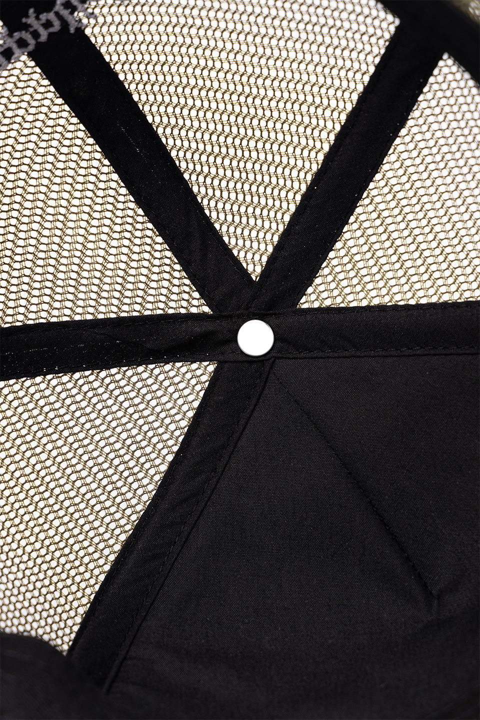 Multiple Cross Leather Patch Mesh Cap