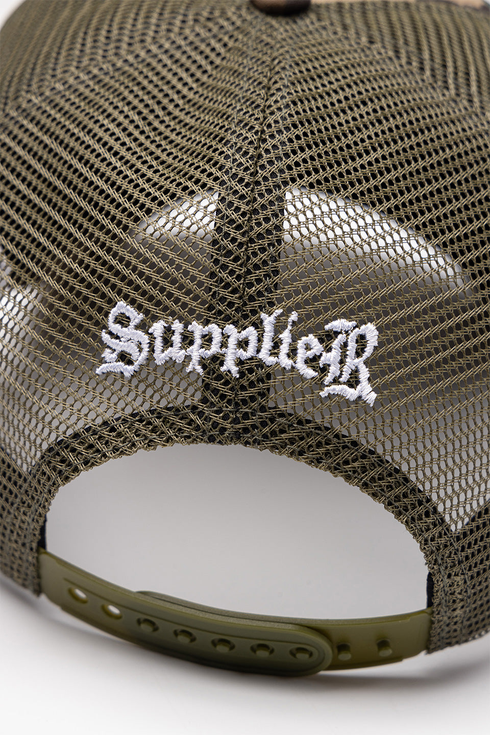 Multiple Cross Leather Patch Mesh Cap