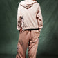 Multiple Cross Leather Patch Thermal Zip Hoodie