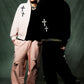 Multiple Cross Leather Patch Thermal Zip Hoodie