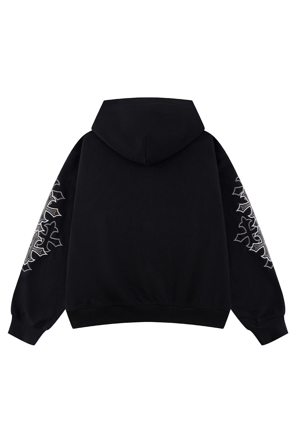 Multiple Cross Leather Patch Zip Hoodie