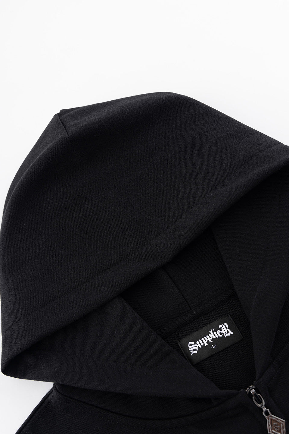 Multiple Cross Leather Patch Zip Hoodie
