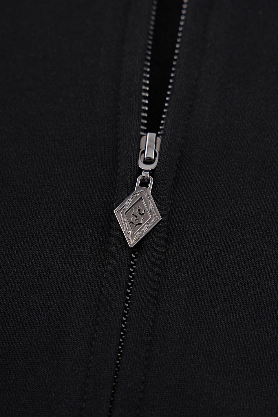 Multiple Cross Leather Patch Zip Hoodie