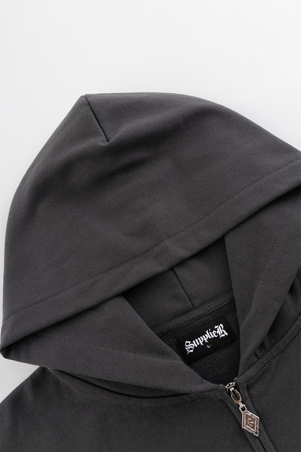 Multiple Cross Leather Patch Zip Hoodie