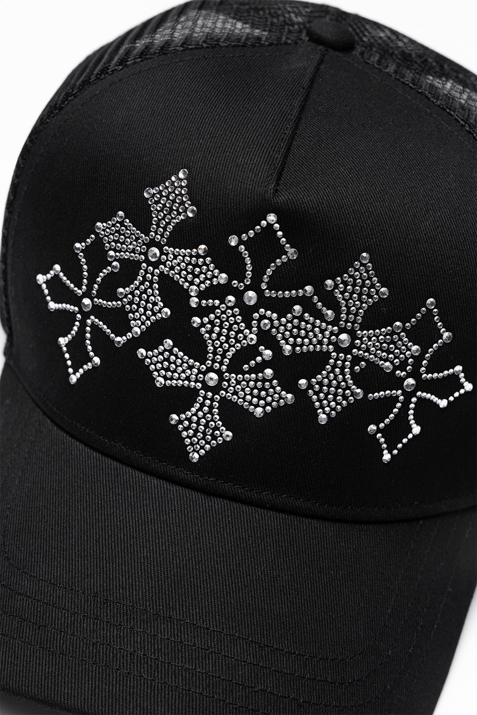 Multiple Cross Rhinestone Mesh Cap