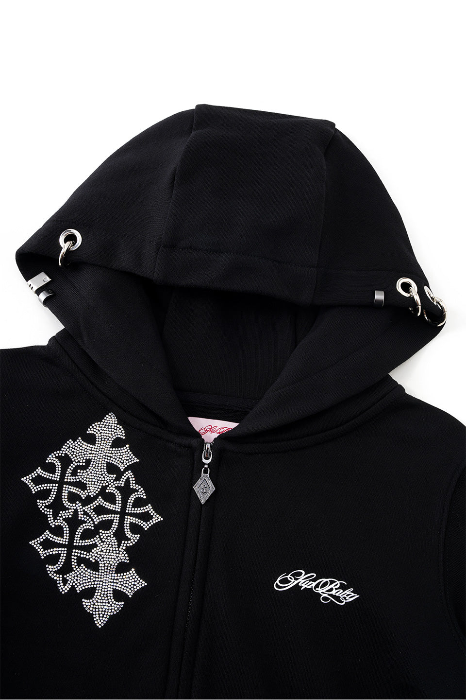 Multiple Cross Pierced Zip Hoodie Women'S