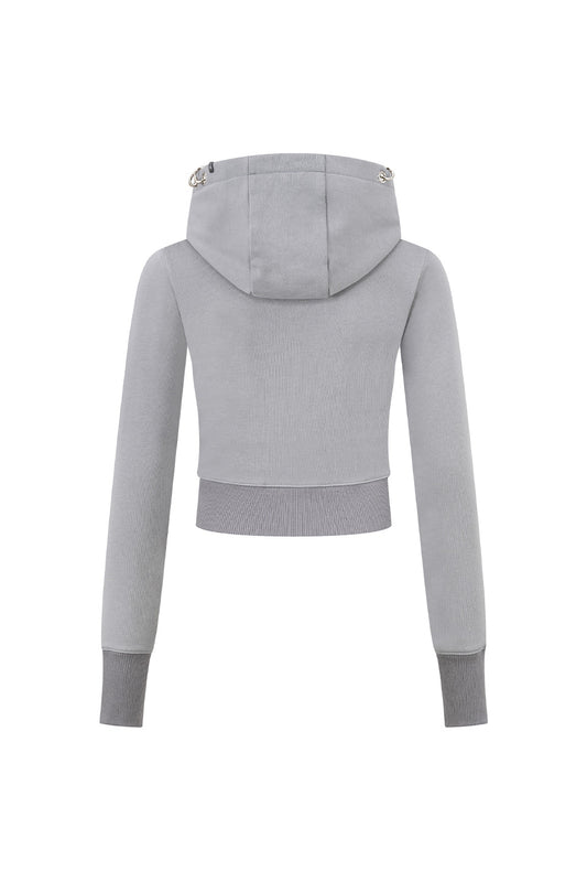 Multiple Cross Pierced Zip Hoodie Women'S
