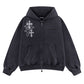 Multiple Cross Rhinestone Zip Hoodie